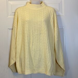 Basic Editions Gold Cowl Turtleneck Sweater with Cable Knit Size Medium Unisex